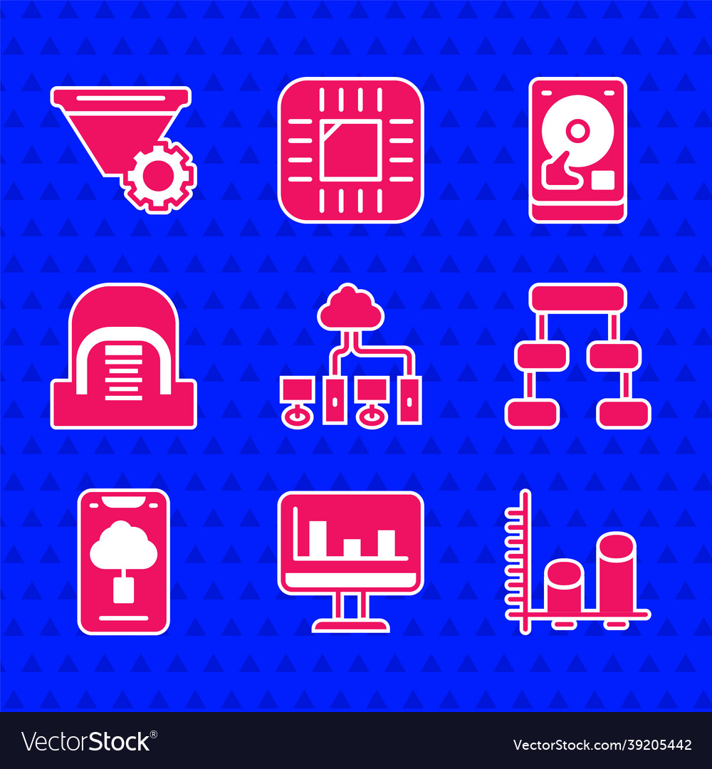 Set computer network monitor with graph chart vector image Set computer network monitor with graph chart
