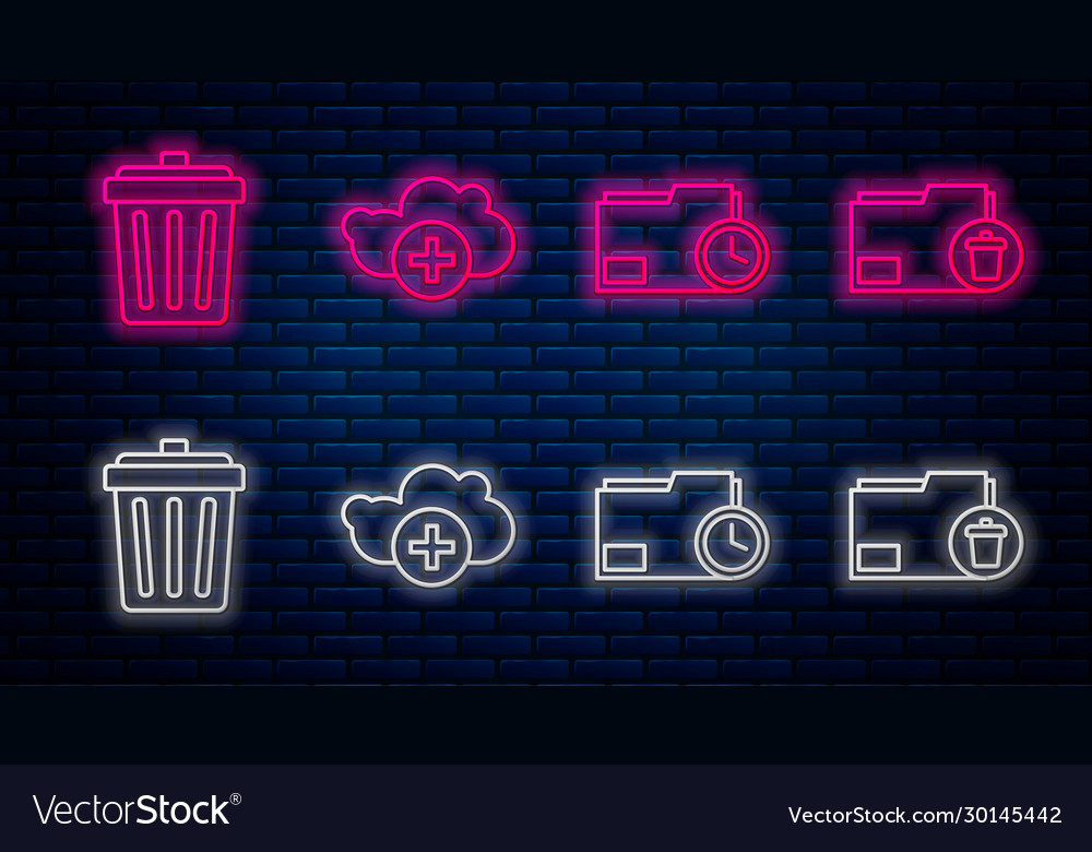 Set line add cloud document folder with clock vector image Set line add cloud document folder with clock