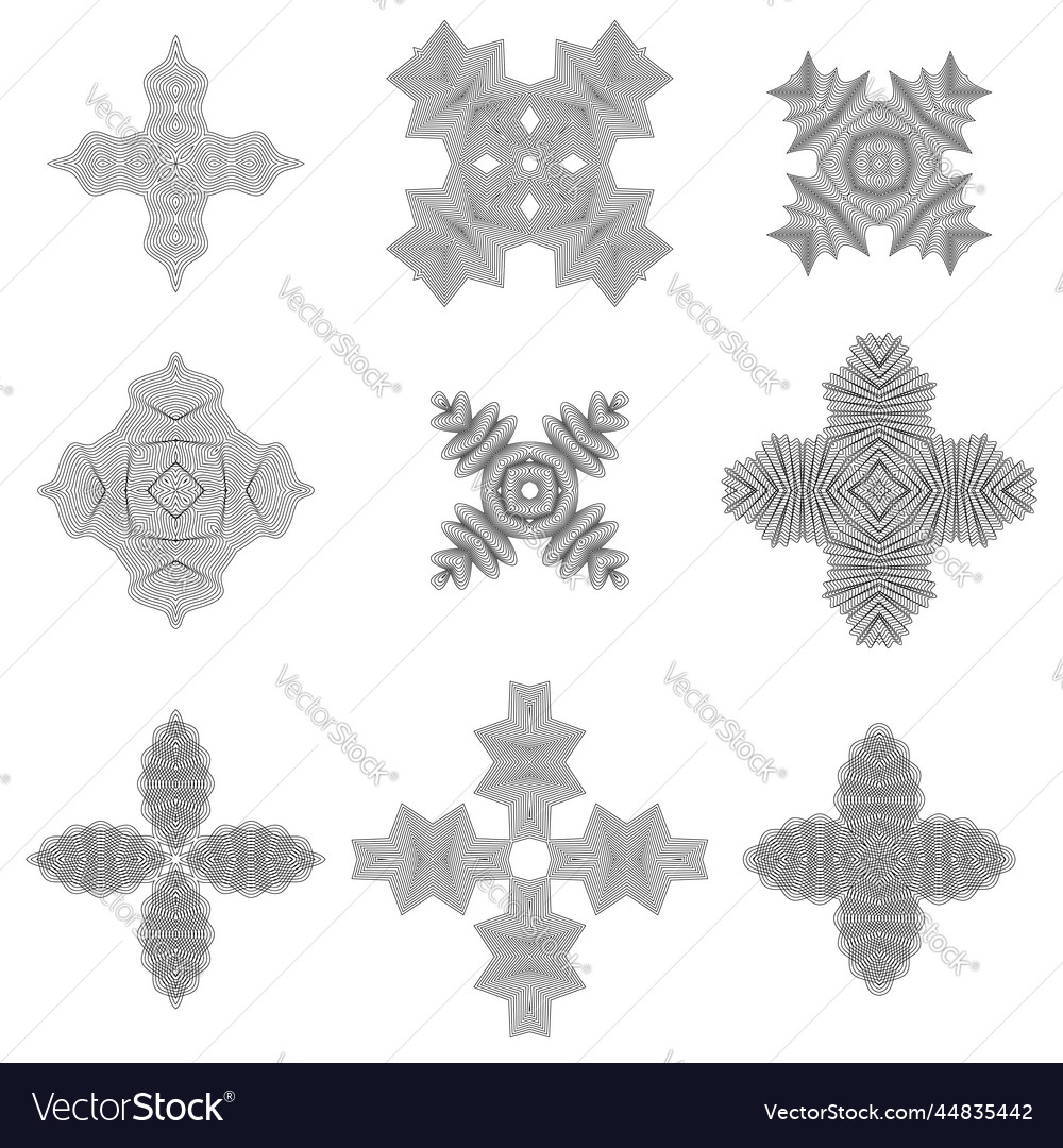 Set of circle geometric ornaments guilloche Vector Image