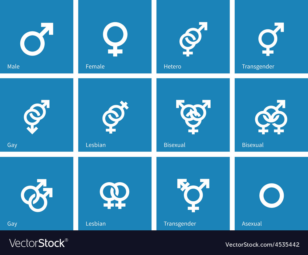 Sexual Orientation Icons On Blue Background Vector Image 6267