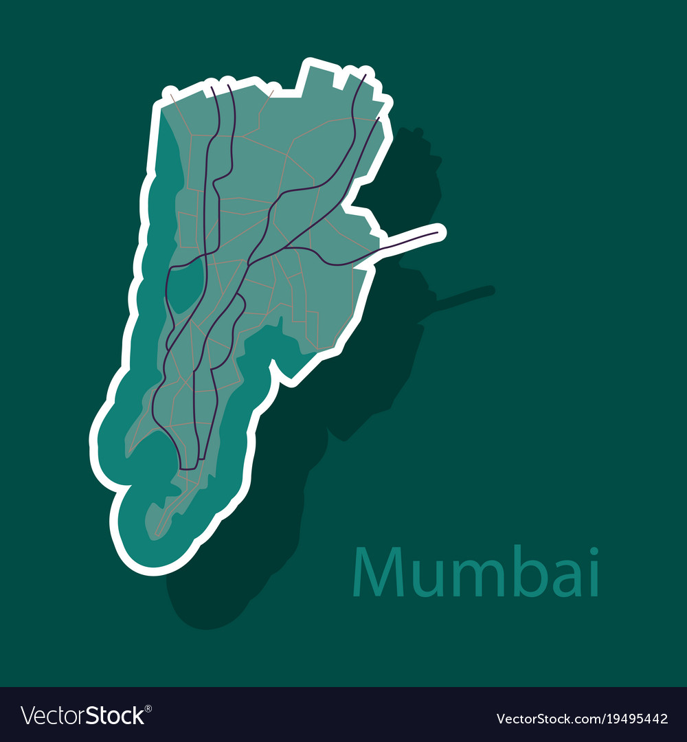 Sticker map of mumbai Royalty Free Vector Image