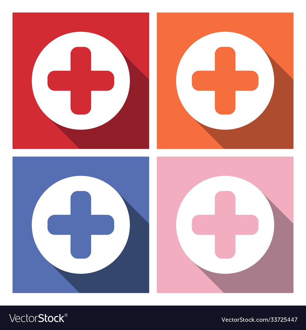 Add plus icon in flat style with long shadow vector image Add plus icon in flat style with long shadow