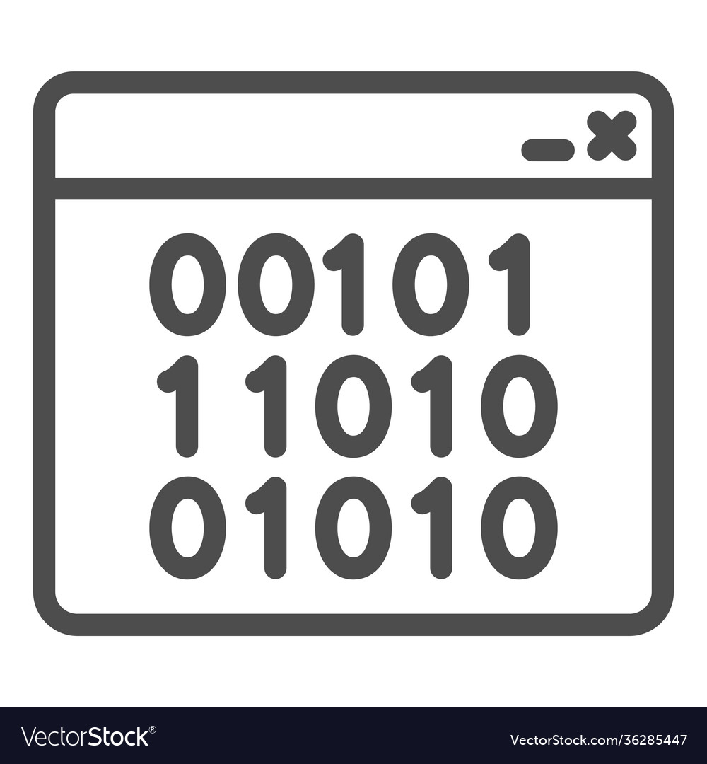 Binary code on web page line icon security vector image Binary code on web page line icon security