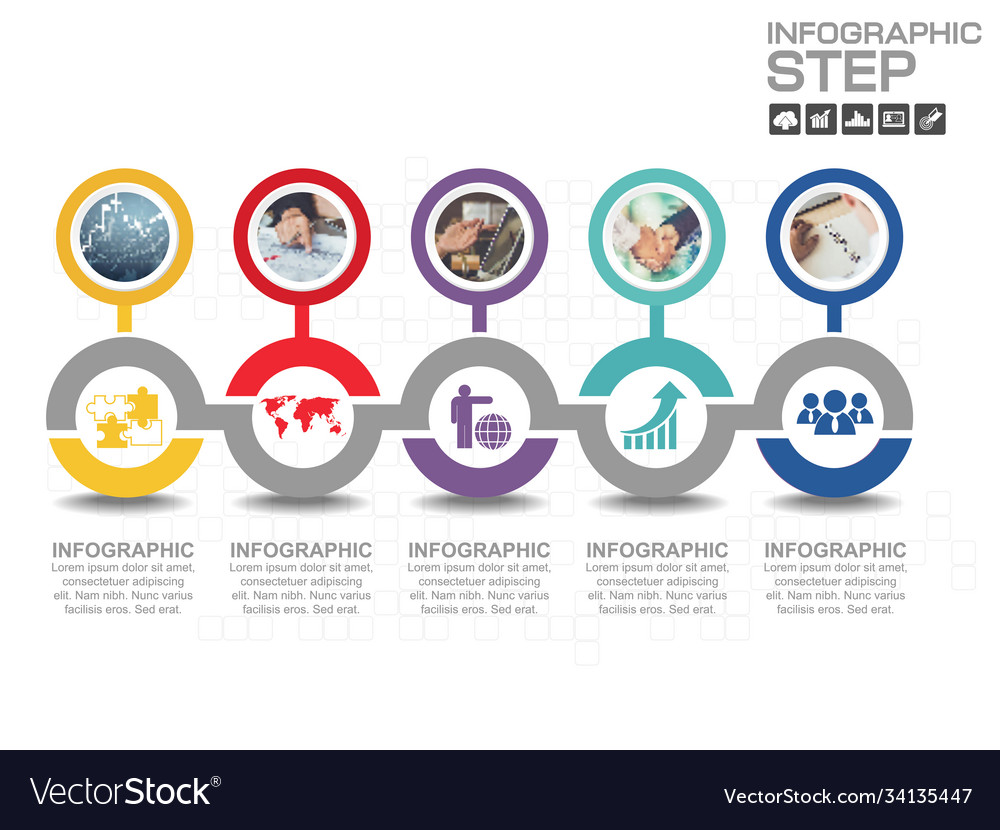 Business data process chart diagram with steps