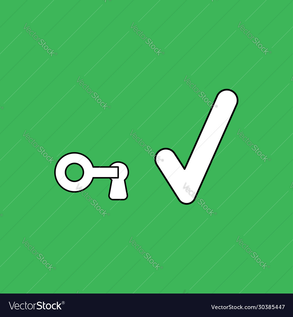 Concept key in keyhole with check mark vector image Concept key in keyhole with check mark