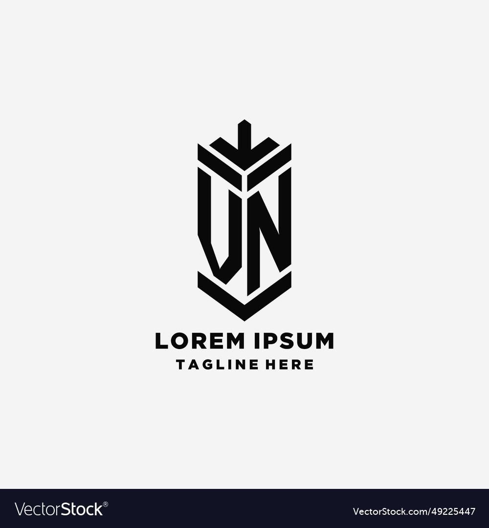 Initials vn shield logo design creative monogram