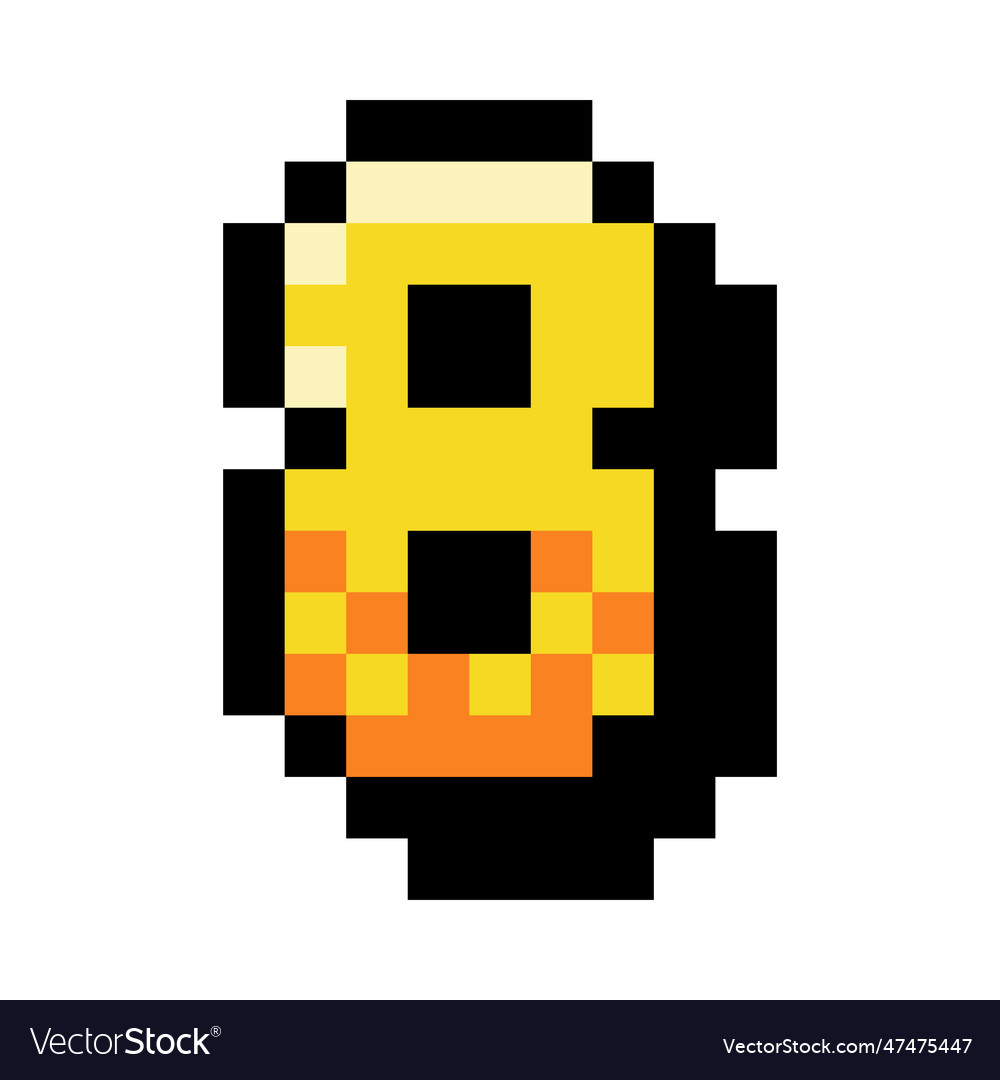 Pixel 8 bit number eight or numeral Royalty Free Vector
