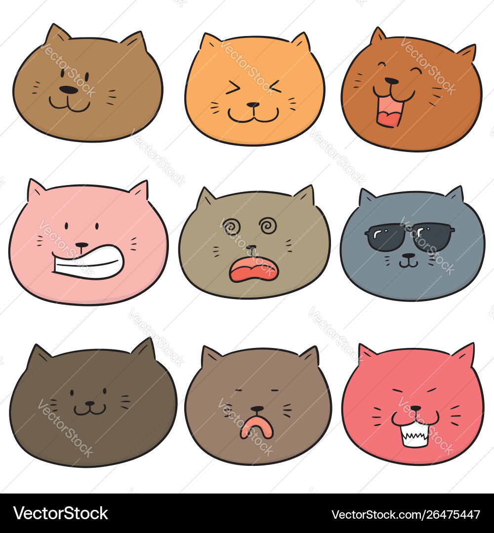Set cat face Royalty Free Vector Image - VectorStock