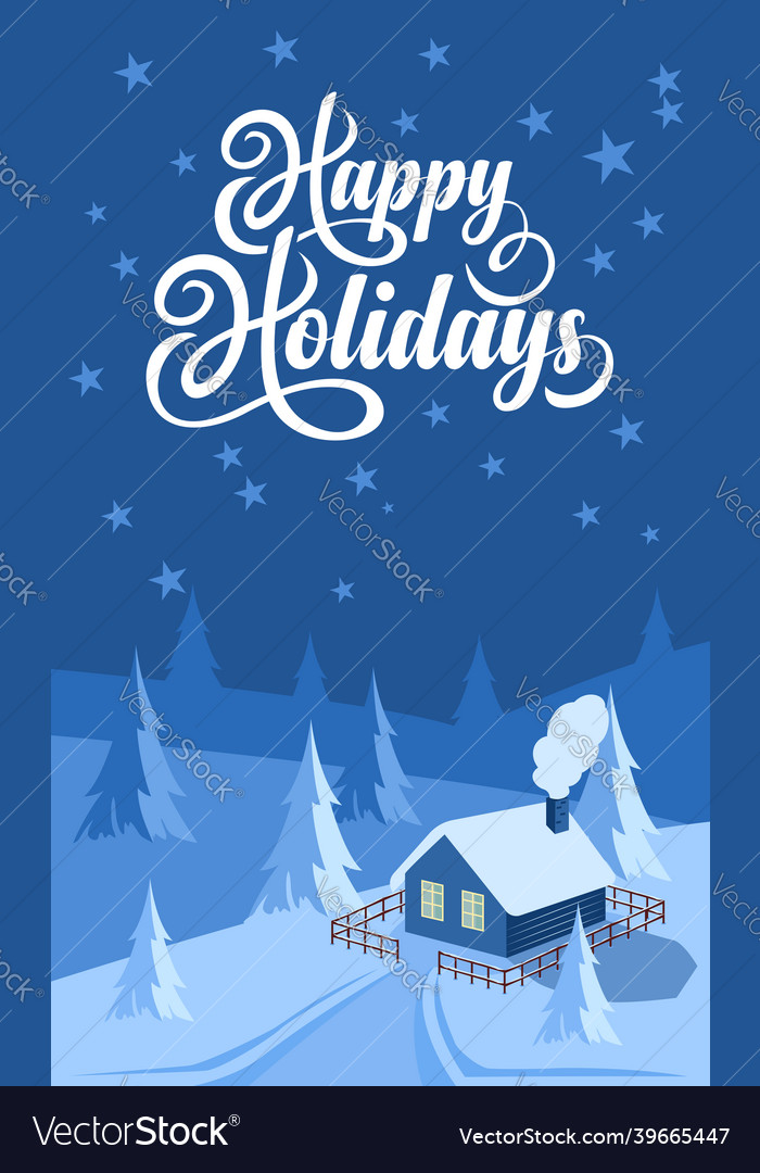 Winter landscape background with text happy Vector Image