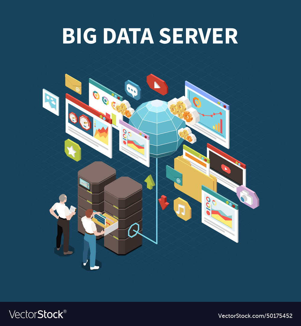Big data analytics isolated composition vector image Big data analytics isolated composition