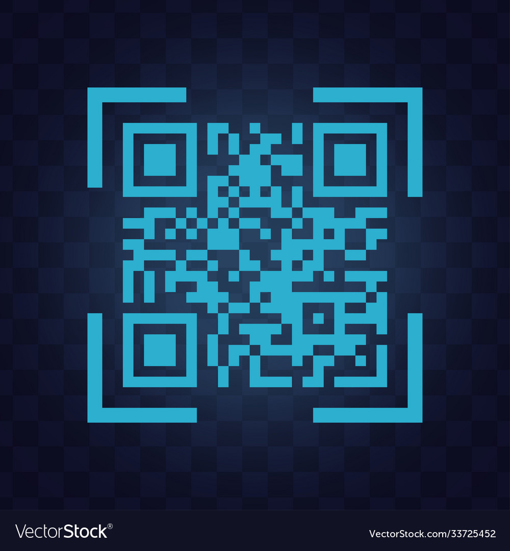 Blue qr code scanning icon or design logo in thin Vector Image