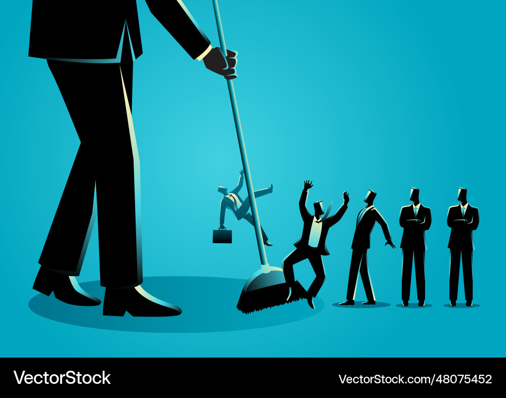 Businessmen being swept by a broom Royalty Free Vector Image