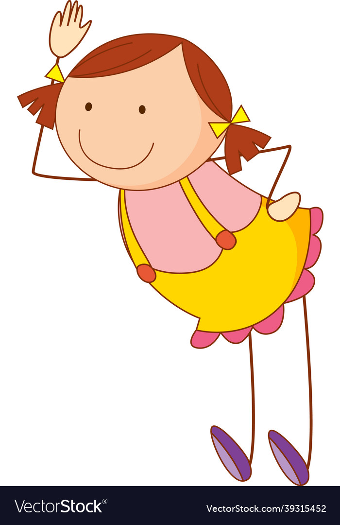 Cute girl cartoon character in hand drawn doodle Vector Image