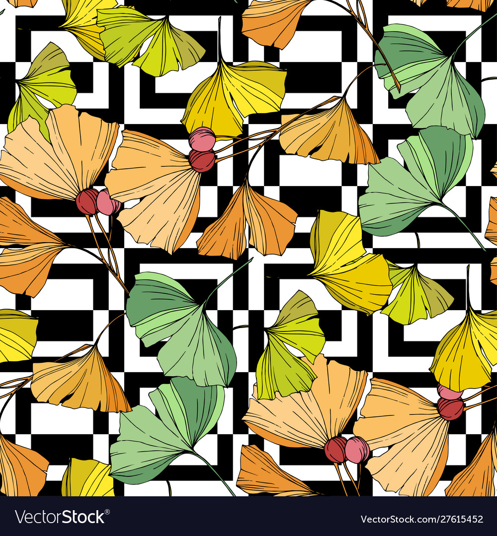 Ginkgo leaf seamless background pattern