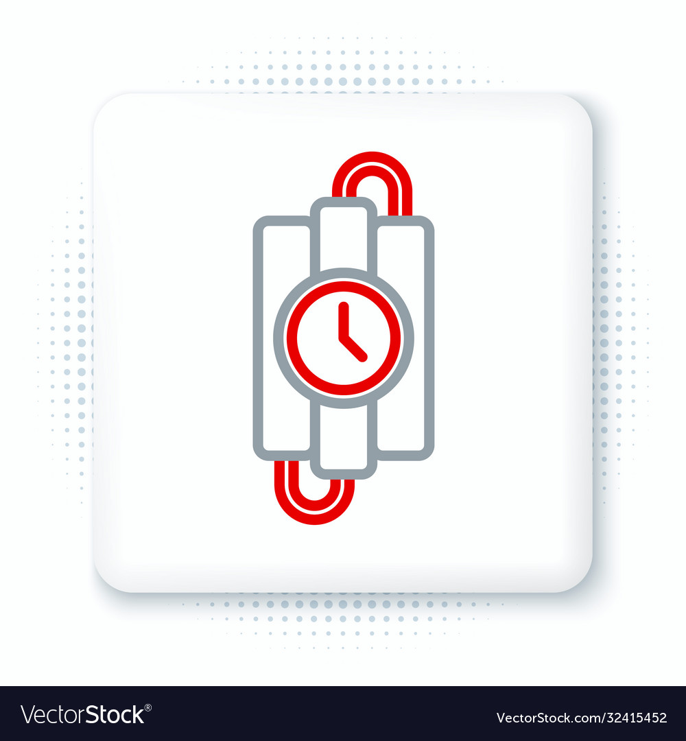 Line detonate dynamite bomb stick and timer clock vector image Line detonate dynamite bomb stick and timer clock