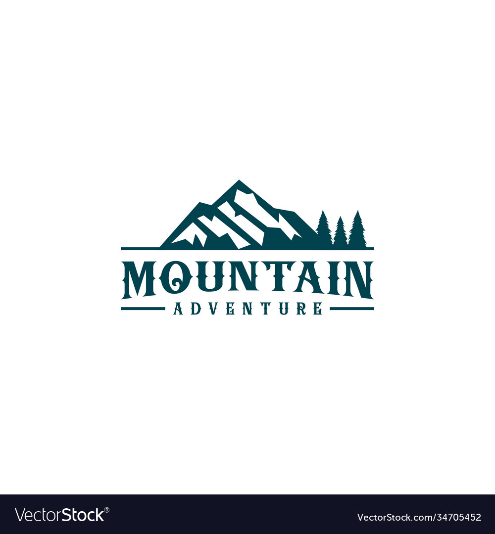 Mountain pine trees logo design concept