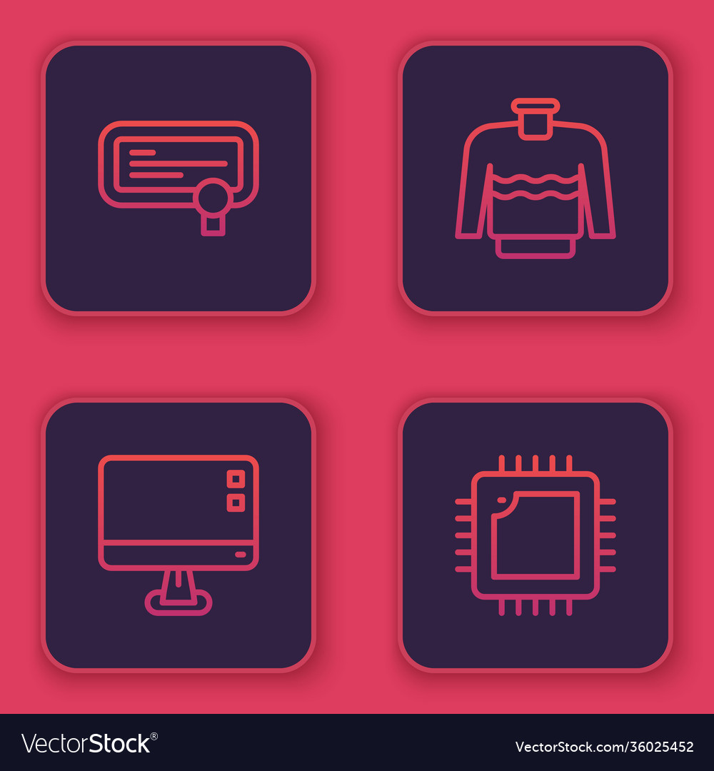 Set line certificate template computer monitor vector image Set line certificate template computer monitor
