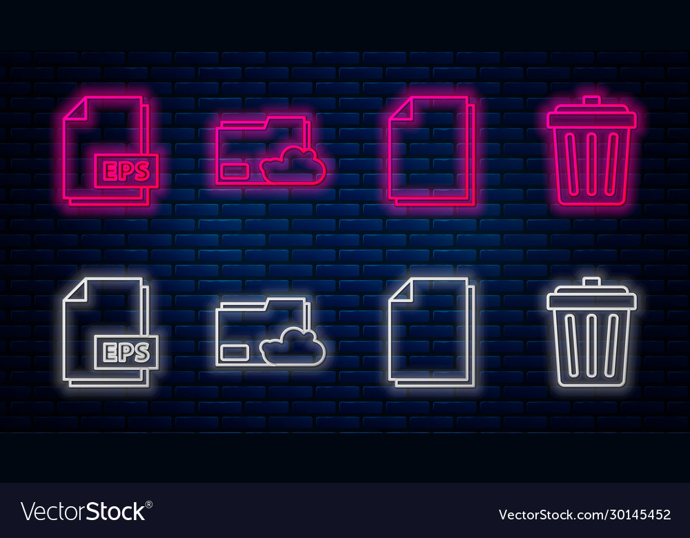 Set line cloud storage text document folder vector image Set line cloud storage text document folder
