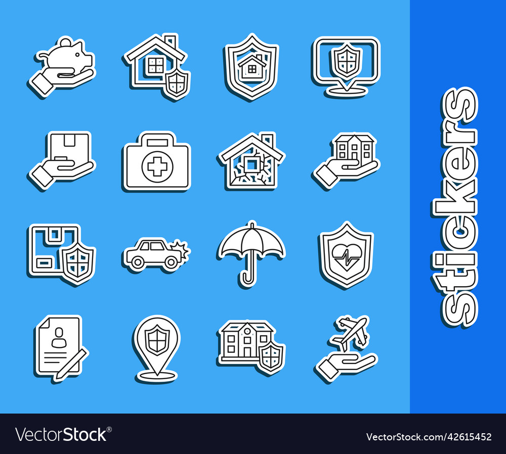 Set line plane in hand life insurance with shield