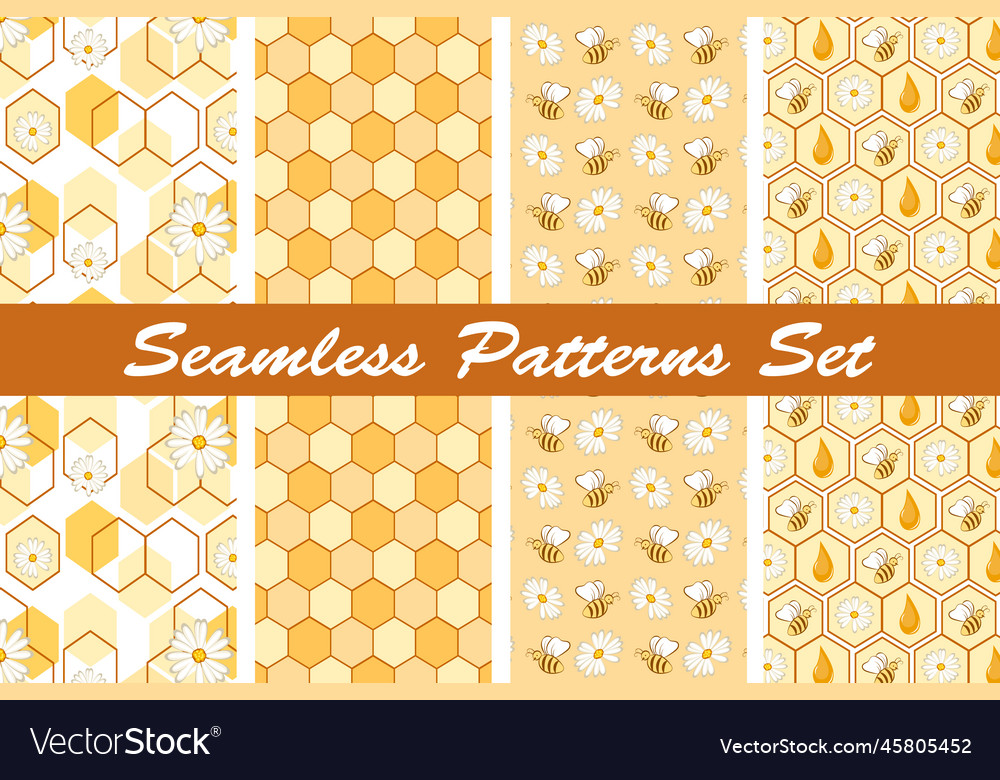 Set of honey patterns Royalty Free Vector Image