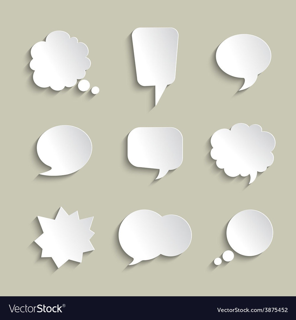 Set of volume speech bubbles with a shadows
