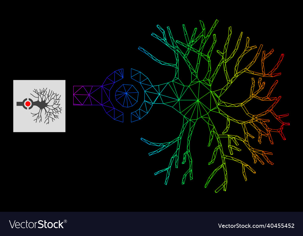 Spectral gradient polygonal network neuron digital vector image Spectral gradient polygonal network neuron digital