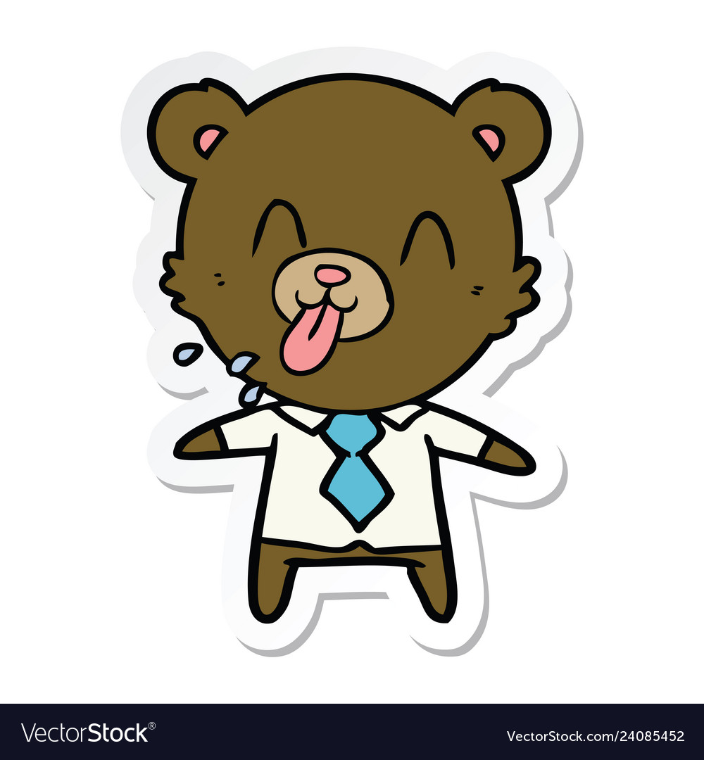 Sticker of a rude cartoon bear boss