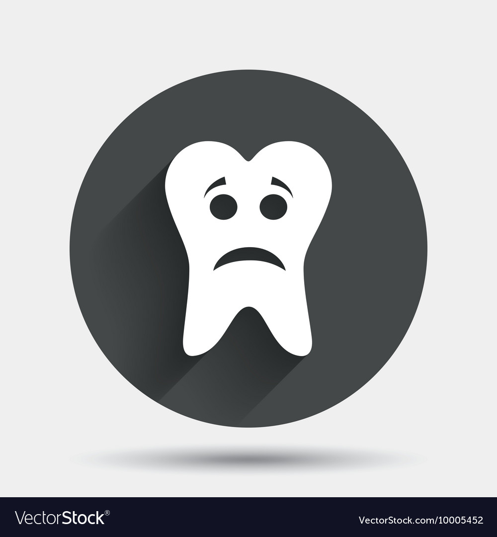 Tooth sad face sign icon aching symbol Royalty Free Vector