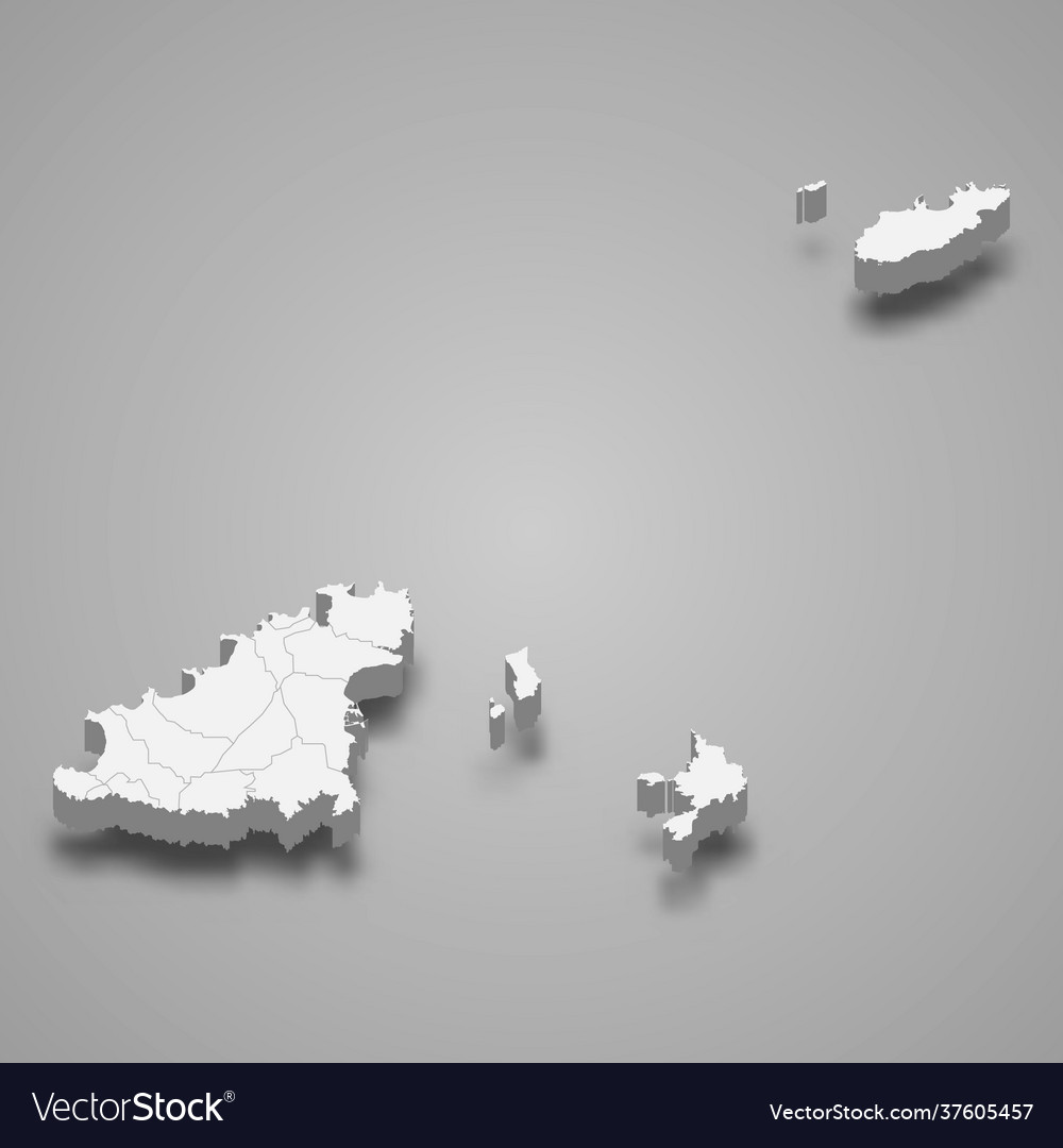 3d isometric map guernsey isolated with shadow