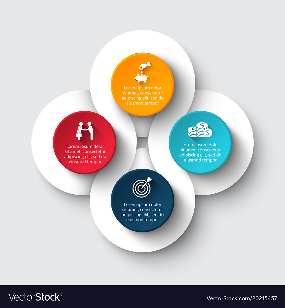 Circle infographic with 4 options or parts