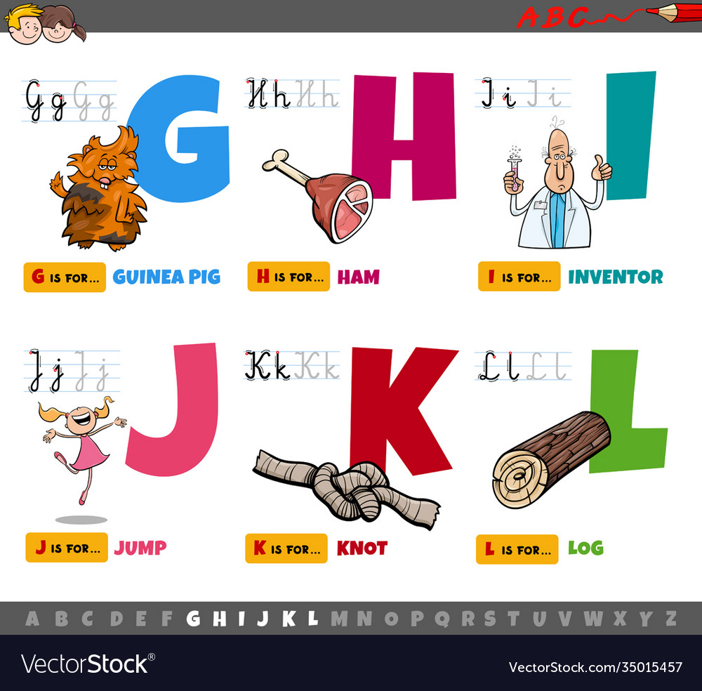 Educational cartoon alphabet letters for children Vector Image