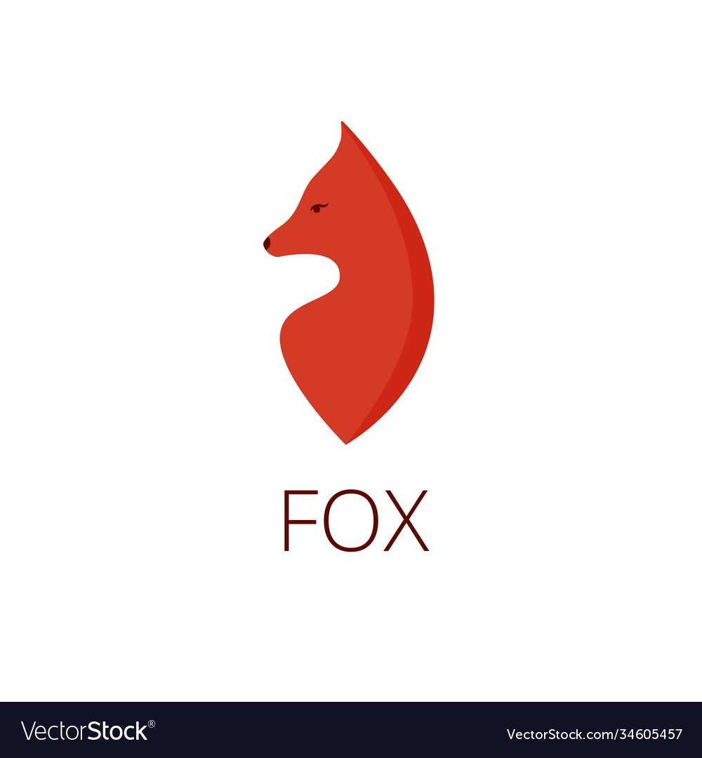 Fox logo head orange simpl Royalty Free Vector Image