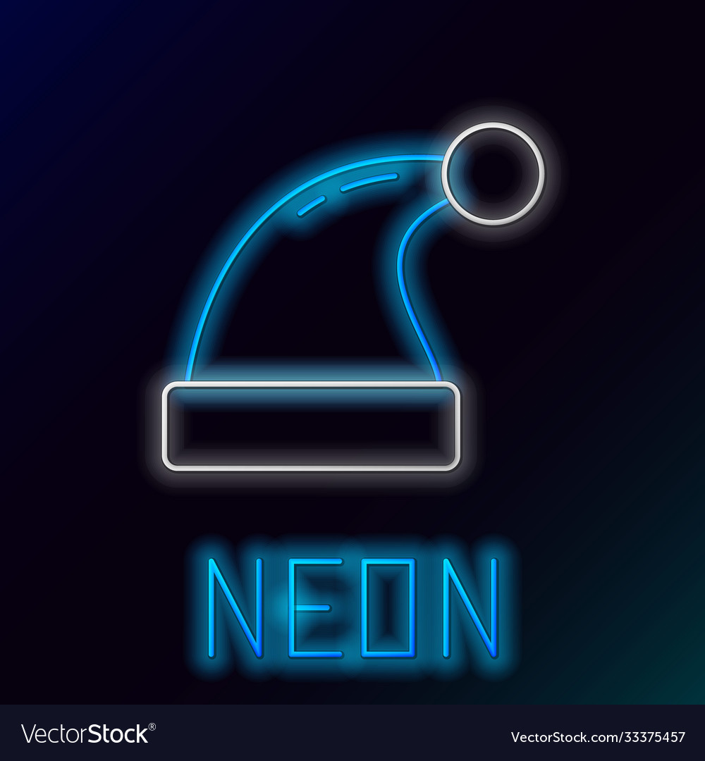 Glowing neon line christmas santa claus hat icon