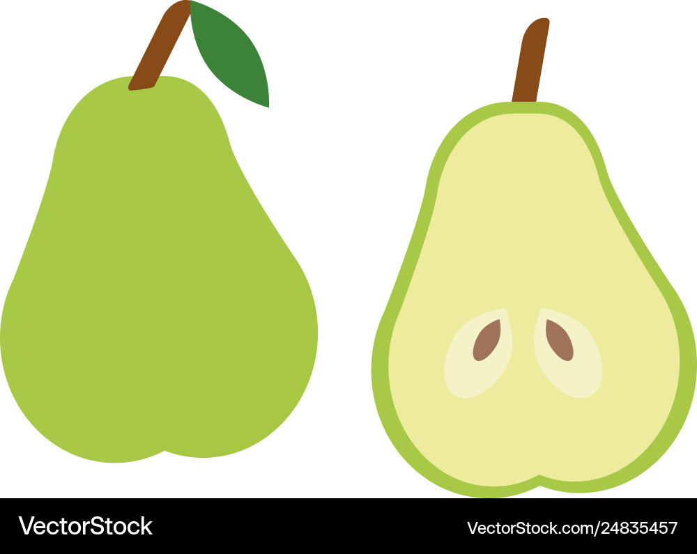 Green pear flat Royalty Free Vector Image - VectorStock