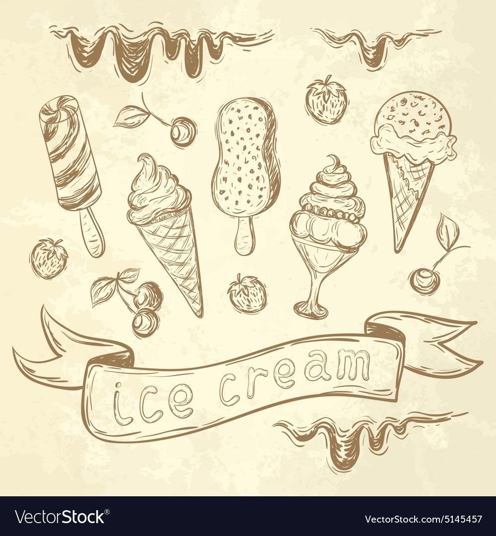 Hand drawing set of ice cream