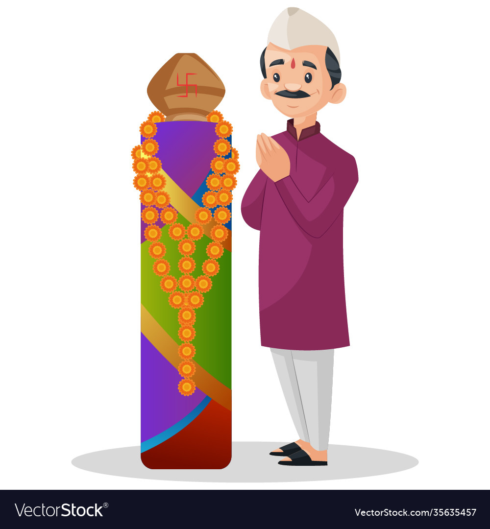 Indian marathi man cartoon Royalty Free Vector Image