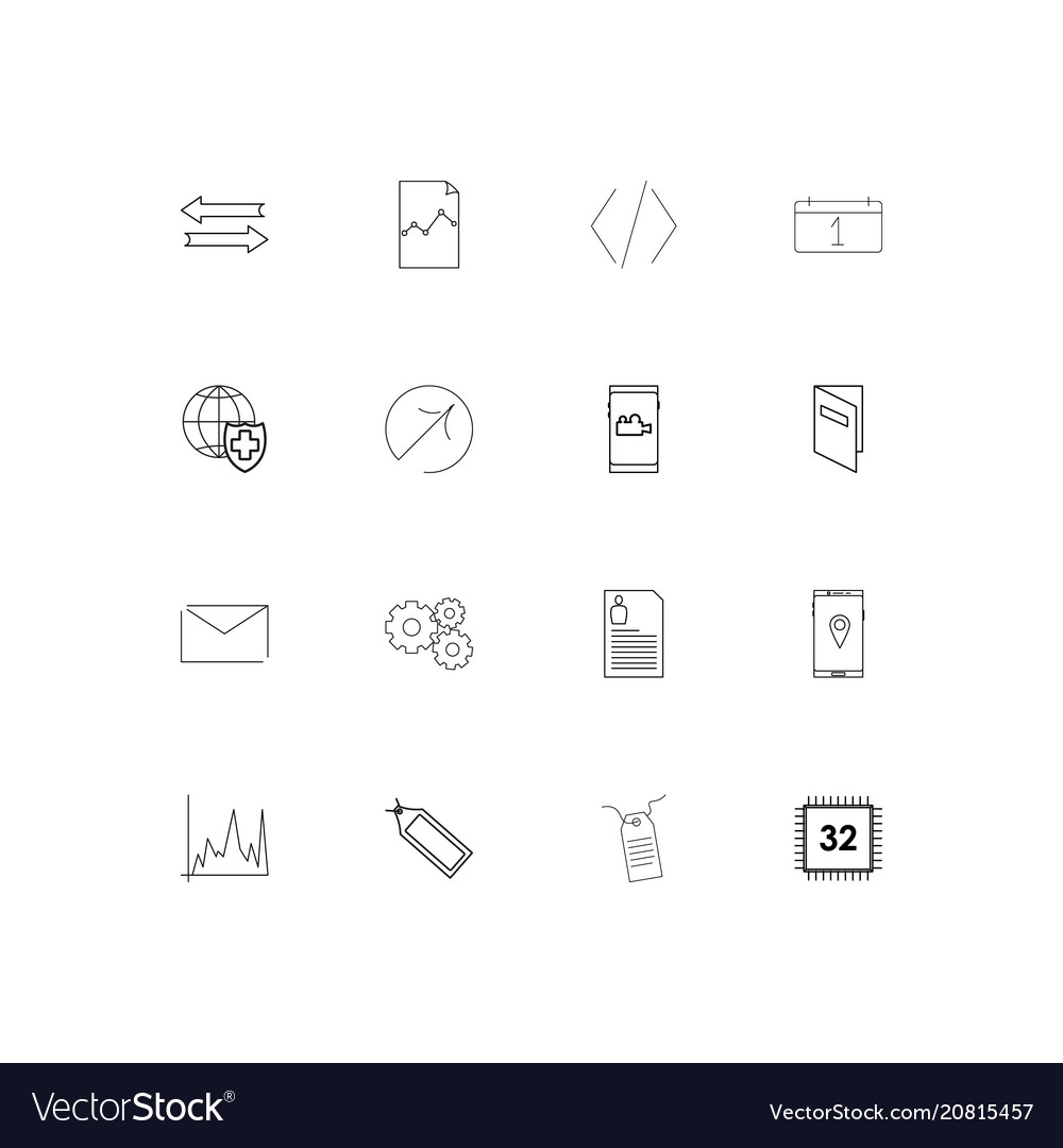 Internet technologies linear thin icons set