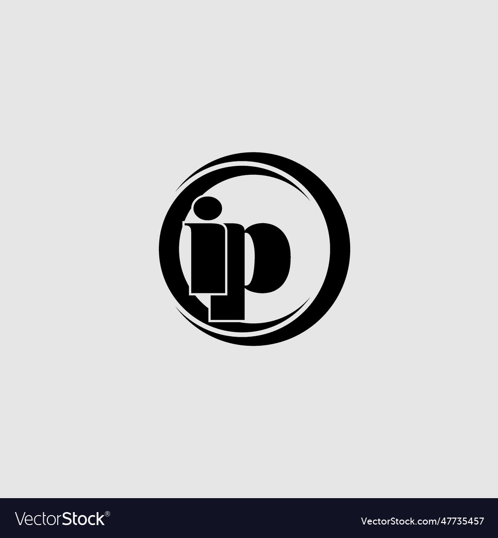 Letters ip simple circle linked line logo vector image Letters ip simple circle linked line logo