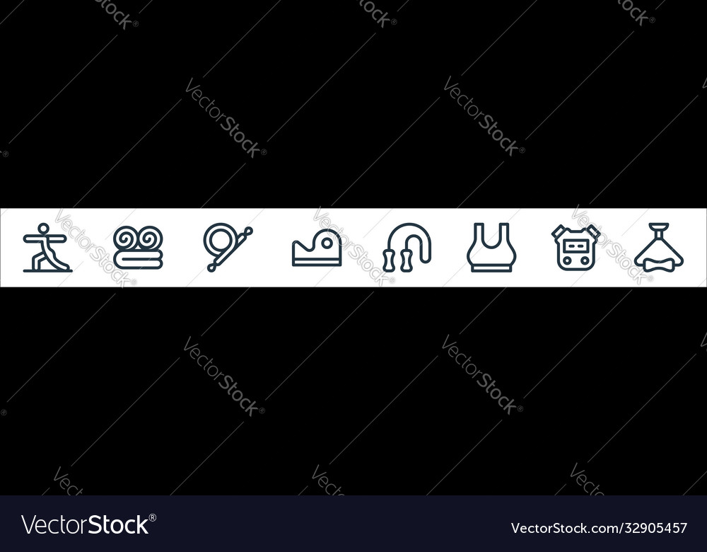 Pilates line icons linear set quality