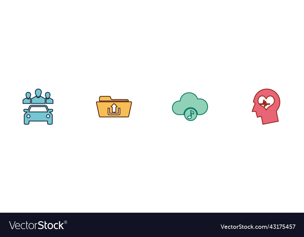 Set car sharing folder upload music streaming vector image Set car sharing folder upload music streaming