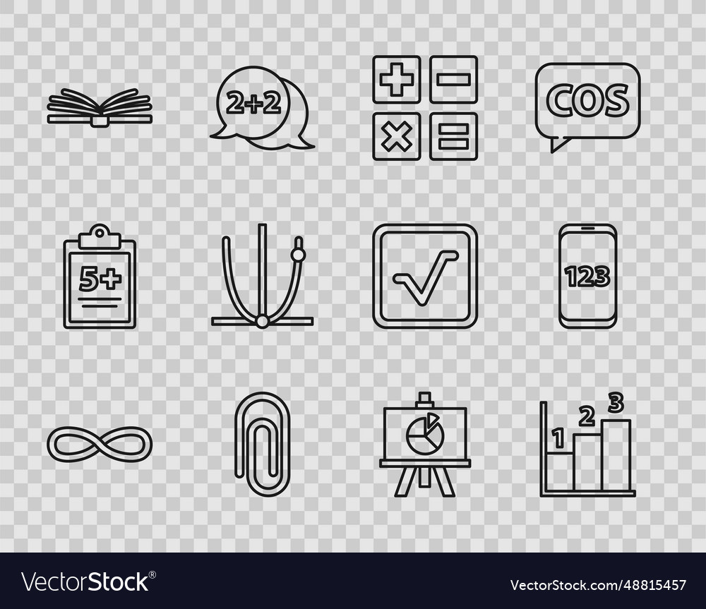 Set line function mathematical symbol schedule vector image Set line function mathematical symbol schedule