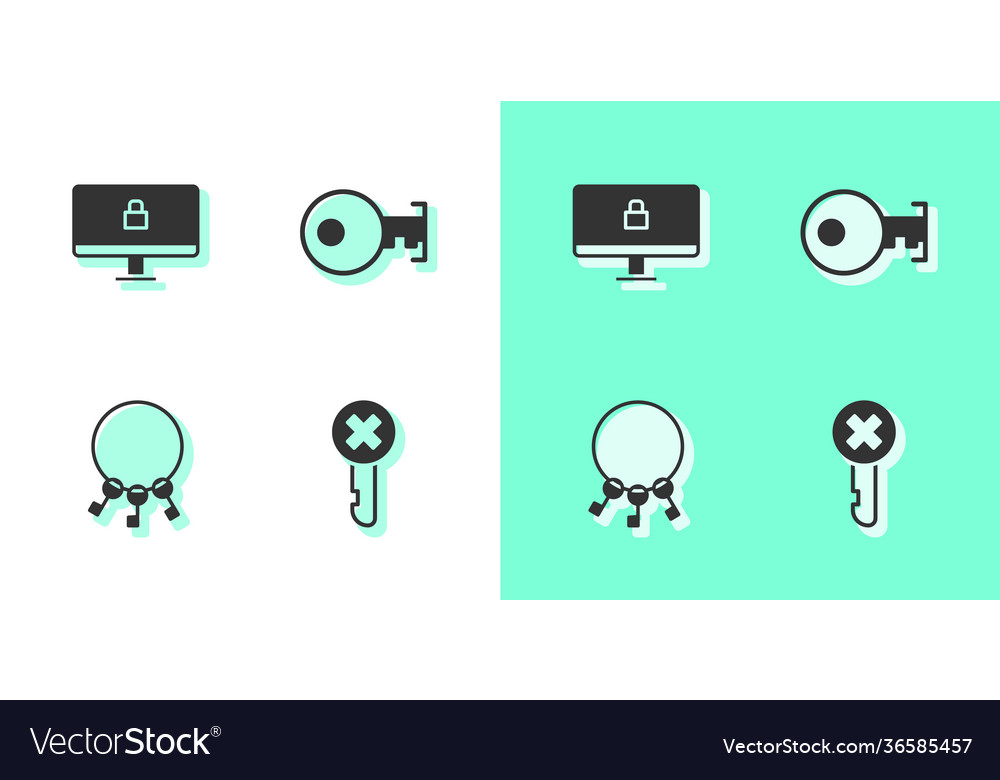Set wrong key lock computer monitor bunch vector image Set wrong key lock computer monitor bunch