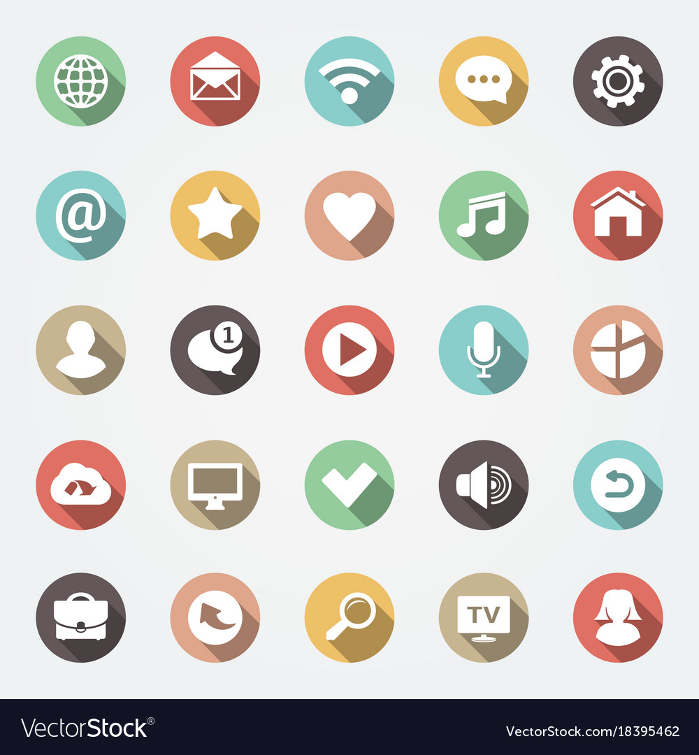 Application web icons set in flat design