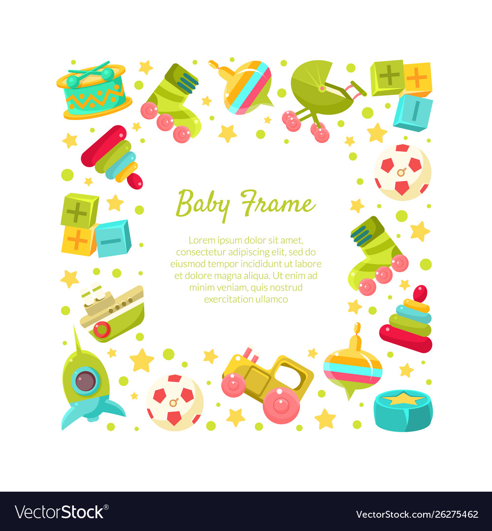 Baby frame square shape with place for text