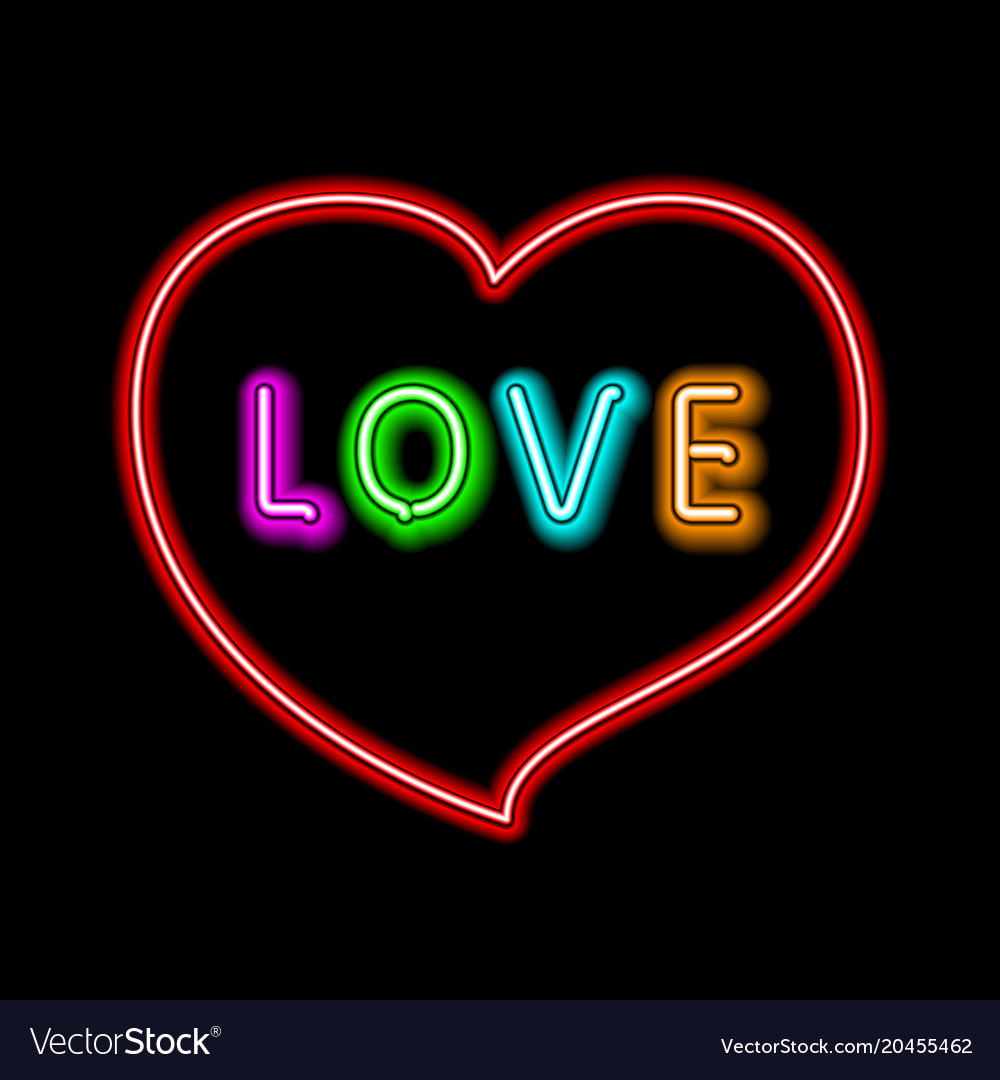 bright heart neon sign retro neon heart sign on vector image