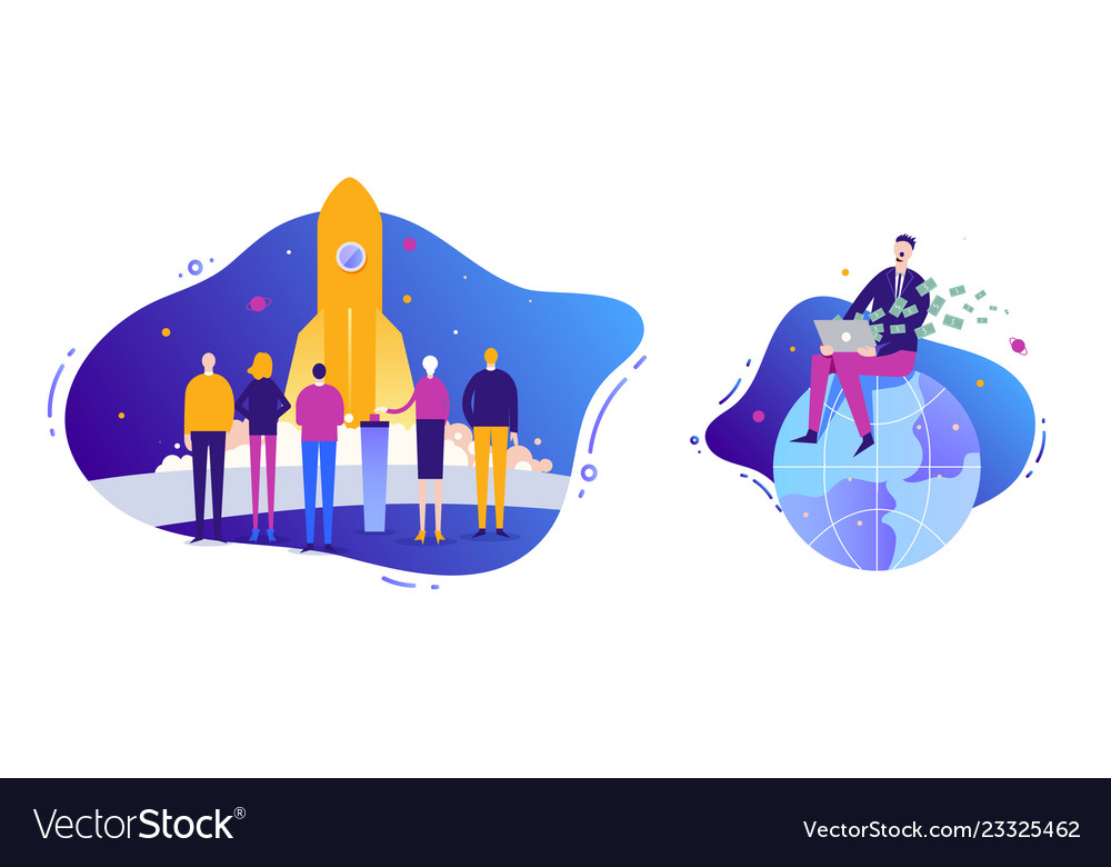 Business set start up concept Royalty Free Vector Image