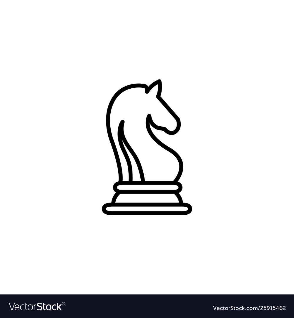 Chess knight line icon in flat style for apps ui vector image Chess knight line icon in flat style for apps ui
