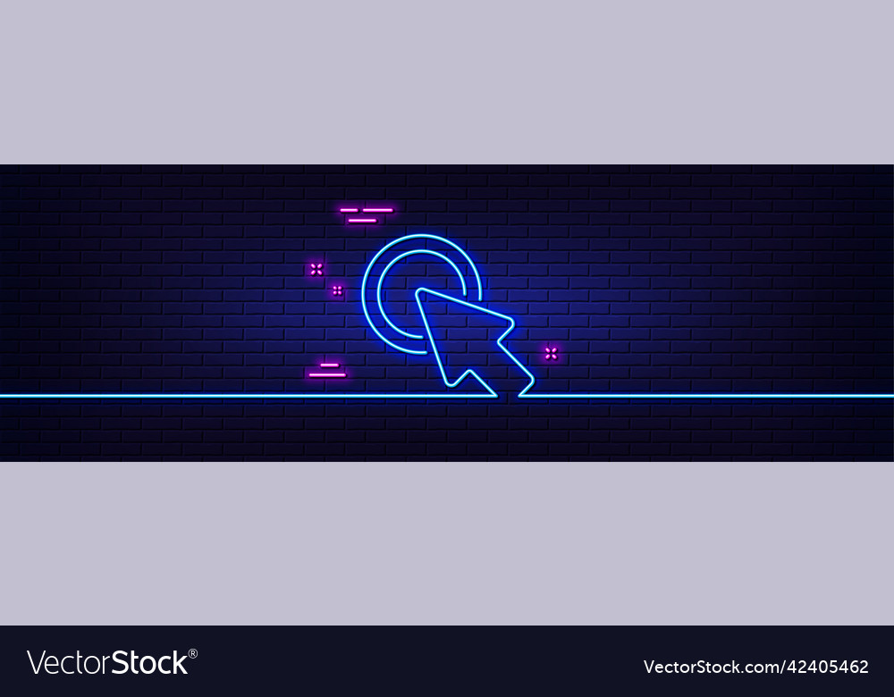 Click here line icon push the button sign neon
