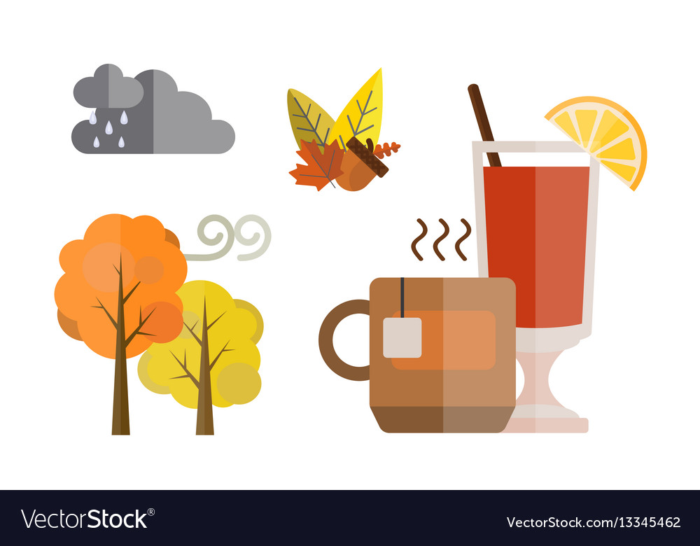 Collection of autumn set items the fall acorn