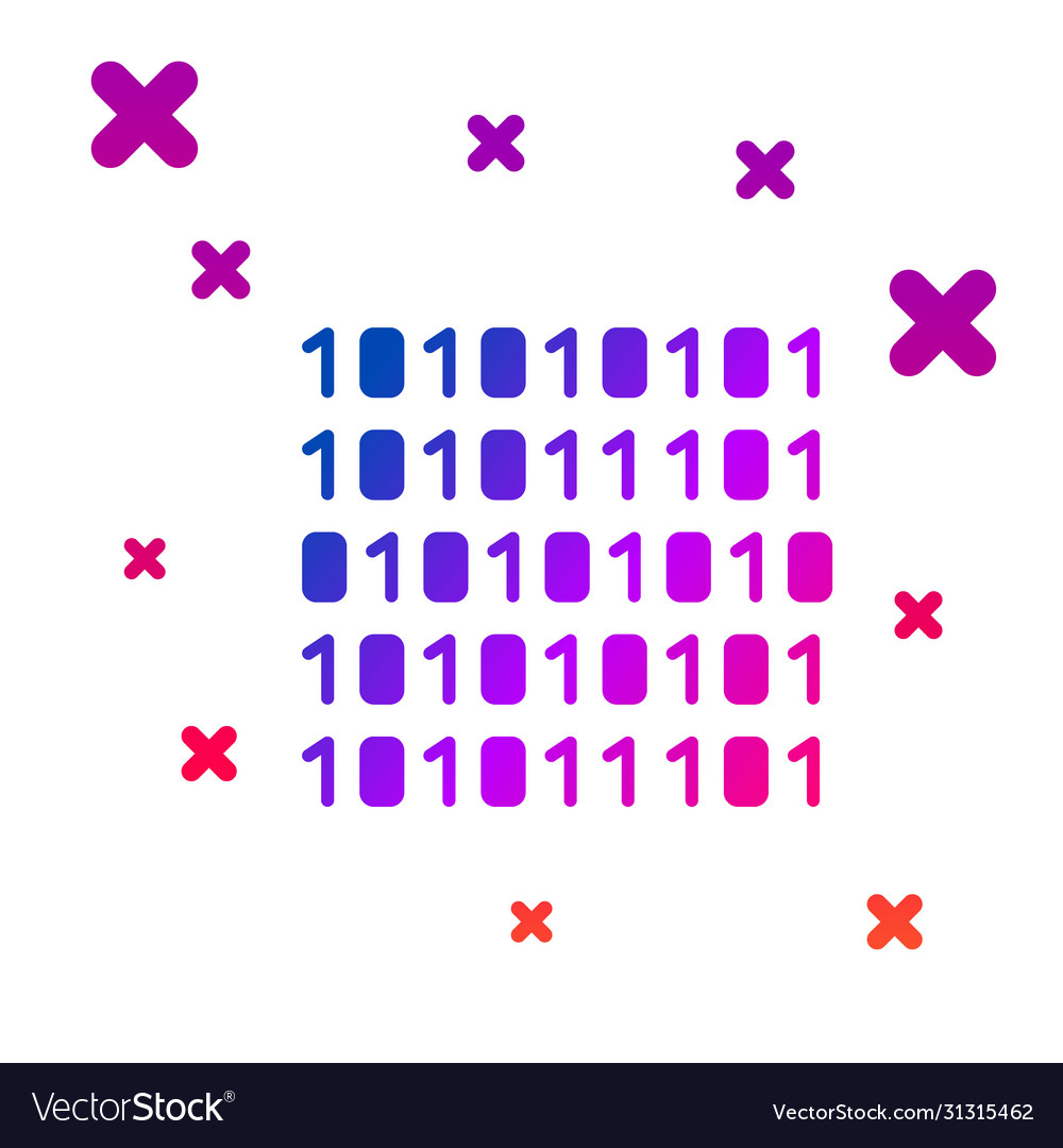 Color binary code icon isolated on white vector image Color binary code icon isolated on white